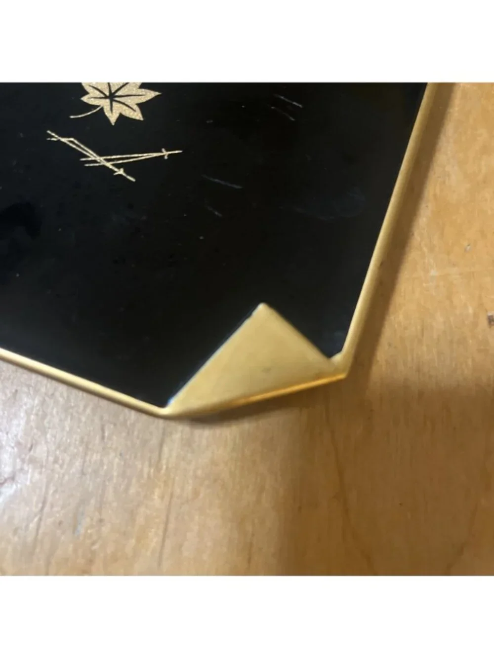 Vintage Japanese Black Lacquerware Small Tray set of 5 Artisan Handcraft